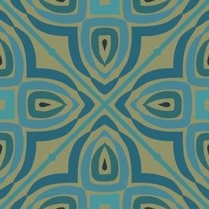 Moroccan quatrefoil in teal and blue
