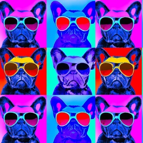 bright colors pugs pop art style SM