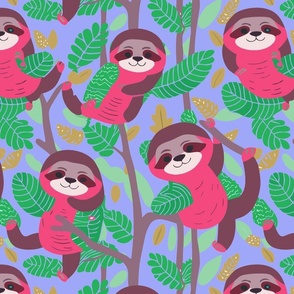 Pink Baby Sloths in Trees