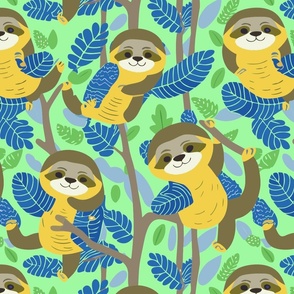 Yellow Baby Sloths in Trees