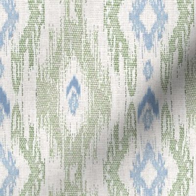 Grandmillennial Ikat Stripes on linen texture_Old blue sage green_6"
