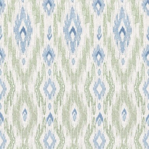 Grandmillennial Ikat Stripes on linen texture_Old blue sage green_6"