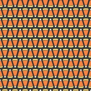 Medium Geometric Cartoon Candy Corn in Dark Gray, Orange, and Yellow for Halloween