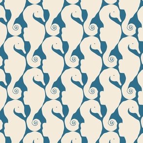 Seahorse Paper Cutout- blue and white LARGE