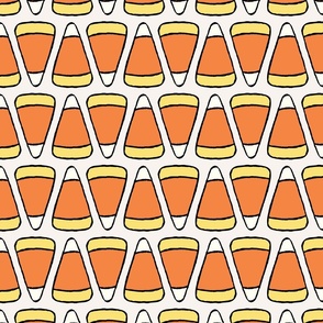 Large Geometric Cartoon Candy Corn in Cream White, Orange, and Yellow for Halloween