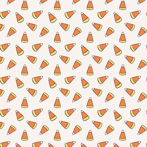 Medium Tossed Cartoon Candy Corn in Cream White, Orange, and Yellow for Halloween