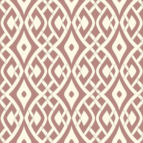 1960s Inspired Geometric Woven Textile: Retro Dusty Pink & Ivory Interlocking Pattern for Mid-Century Modern Decor 