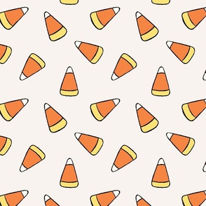 Large Tossed Cartoon Candy Corn in Cream White, Orange, and Yellow for Halloween