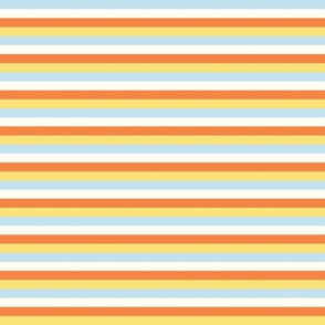 Small Horizontal Candy Corn Stripes in Orange, Yellow, and Blue for Halloween