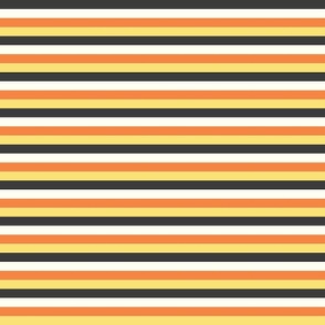 Small Horizontal Candy Corn Stripes in Orange, Yellow, and Dark Gray for Halloween