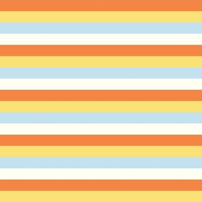 Medium Horizontal Candy Corn Stripes in Orange, Yellow, and Blue for Halloween