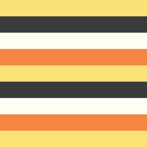 Large Horizontal Candy Corn Stripes in Orange, Yellow, and Dark Gray for Halloween