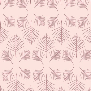 Skeleton Leaf Tropical Botanical geometric Blender Print in red on pink