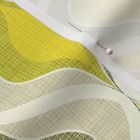 Zesty Lemon Groove: Mid-Century Modern Textile with Vibrant Yellow and Green Geometric Patterns
