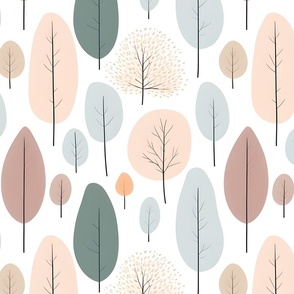 Abstract Botanical in soft colours 