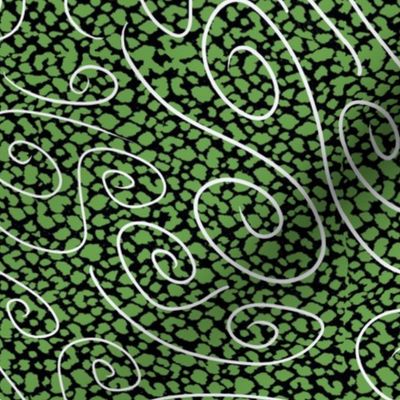 White Swirls On Green Texture 