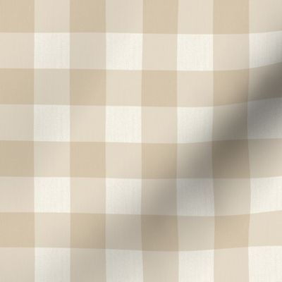 Gingham Check Plaid (1" squares) - White & Beige