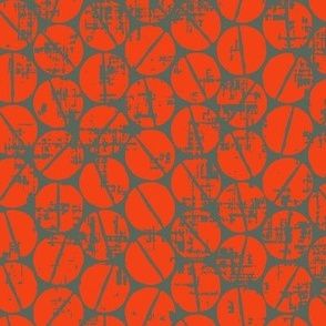 Tropical Graphic Dot inspired by coffee beans in Lahaina in Fiery Sunset Orange on Jungle Green