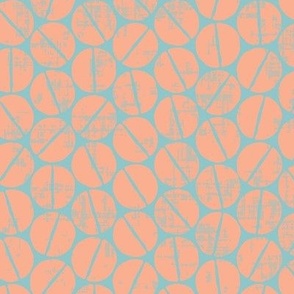 Tropical Graphic Dot inspired by coffee beans in Lahaina in Sweet Peach on Icy Aqua
