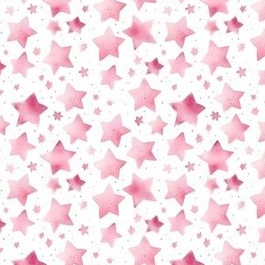 Watercolor Pink Stars on White - small 