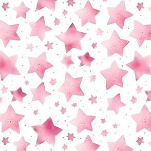 Watercolor Pink Stars on White - large