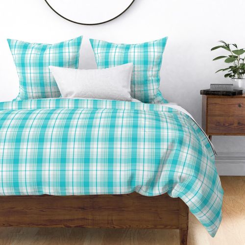 S / Aqua Turquoise Plaid