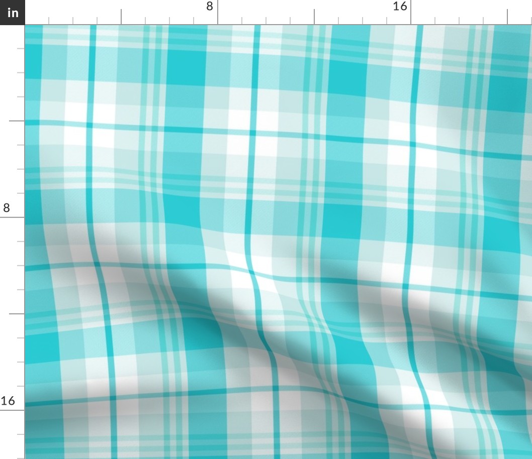 S / Aqua Turquoise Plaid