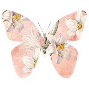 Peach Butterfly with Lilies