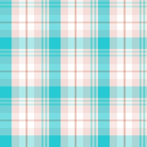 S / Turquoise and Peach Plaid