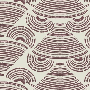 Block Print Bohemian Nouveau in burnt sienna and neutral light brown