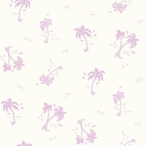 Sweet as Summer Vintage Palms and White  and Lilac Purple by Jac Slade