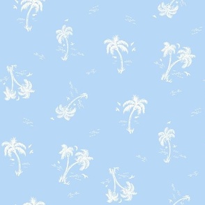 Sweet as Summer Vintage Palms and Waves Blue and White by Jac Slade