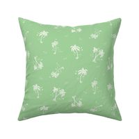 Sweet as Summer Vintage Palms and Waves Green and White by Jac Slade