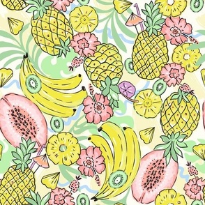 Sweet as Summer Tropical Fruits White by Jac Slade