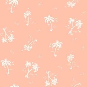 Sweet as Summer Vintage Palms and Waves Peach and White by Jac Slade