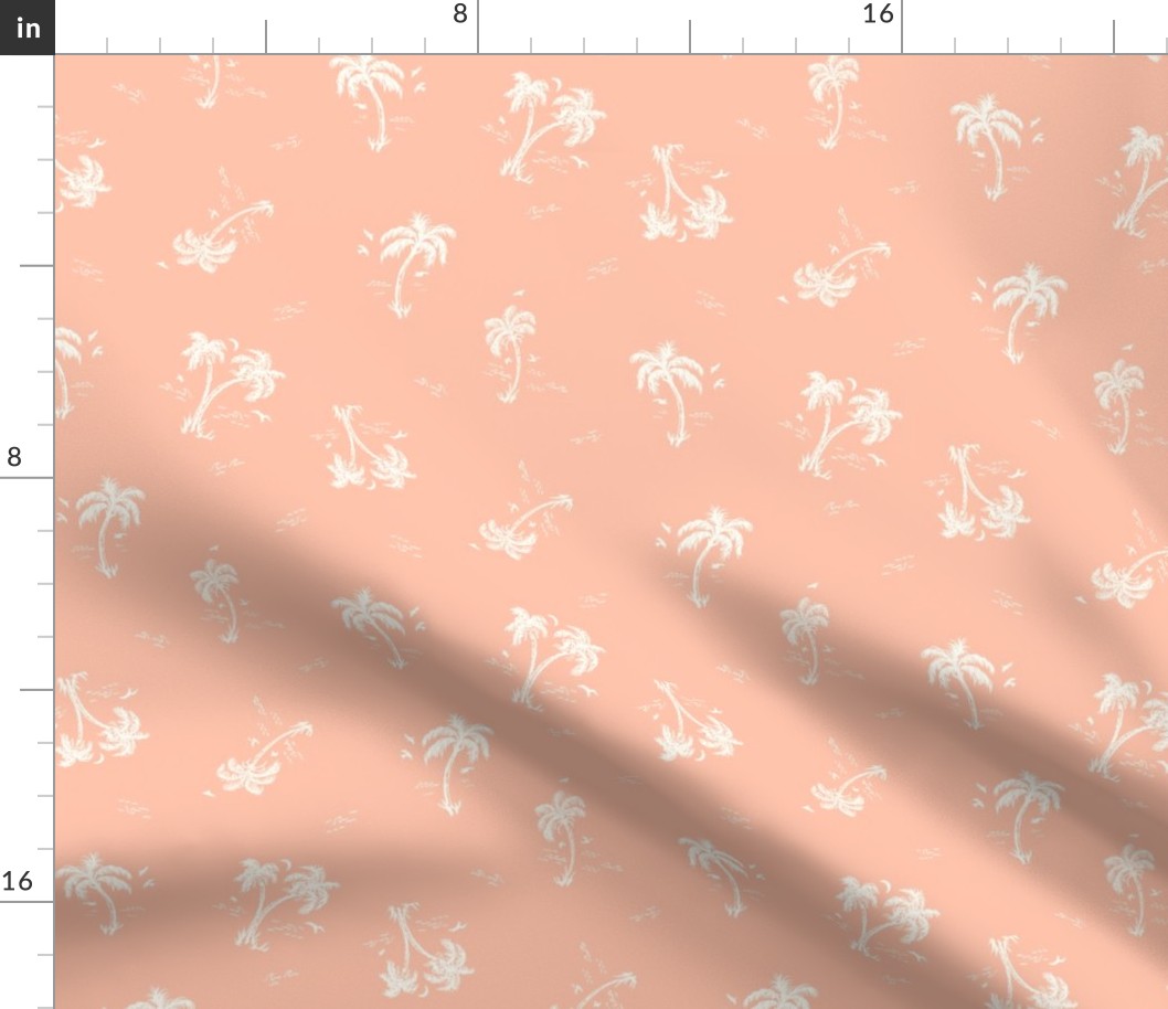 Sweet as Summer Vintage Palms and Waves Peach and White by Jac Slade