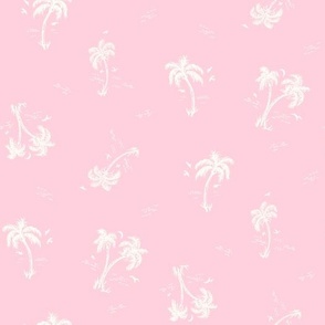 Sweet as Summer Vintage Palms and Waves Pink and White by Jac Slade