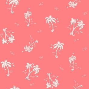 Sweet as Summer Vintage Palms and Waves Red and White by Jac Slade