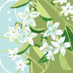 Madagascar Jasmine Bridal Wreath-Green and Pale Blue-Jumbo