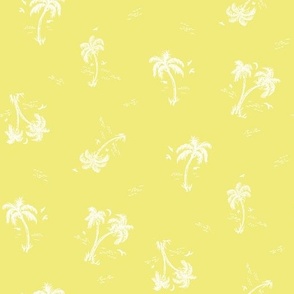 Sweet as Summer Vintage Palms and Waves Yellow and White by Jac Slade