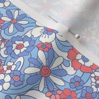 Sweet as Summer Retro Floral in Red white blue by Jac Slade