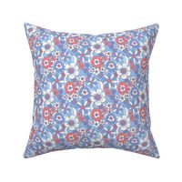 Sweet as Summer Retro Floral in Red white blue by Jac Slade