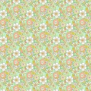 Sweet as Summer Retro Floral  Green Orange Yellow by Jac Slade