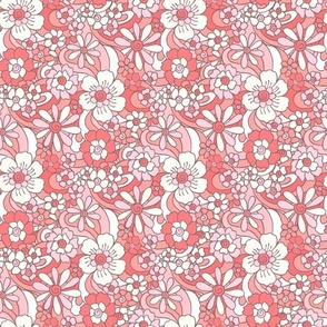 Sweet as Summer Retro Floral Red Pink by Jac Slade