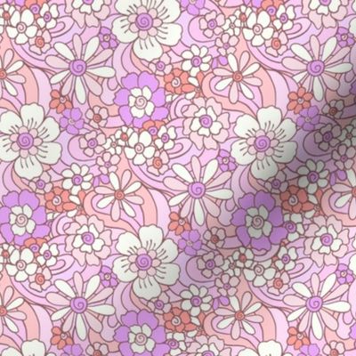 Sweet as Summer Retro Floral  pink purple by Jac Slade