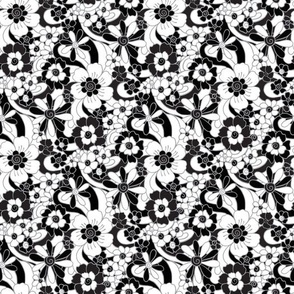 Sweet as Summer Retro Floral Black and White by Jac Slade