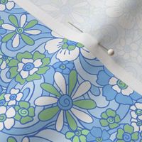 Sweet as Summer Retro Floral in Blue Green by Jac Slade