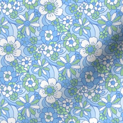 Sweet as Summer Retro Floral in Blue Green by Jac Slade