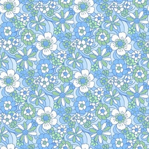 Sweet as Summer Retro Floral in Blue Green by Jac Slade