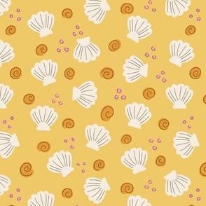 Cute simple beach seashells - Yellow - Small scale